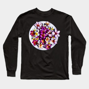 Frangipani blooms in a bowl Long Sleeve T-Shirt